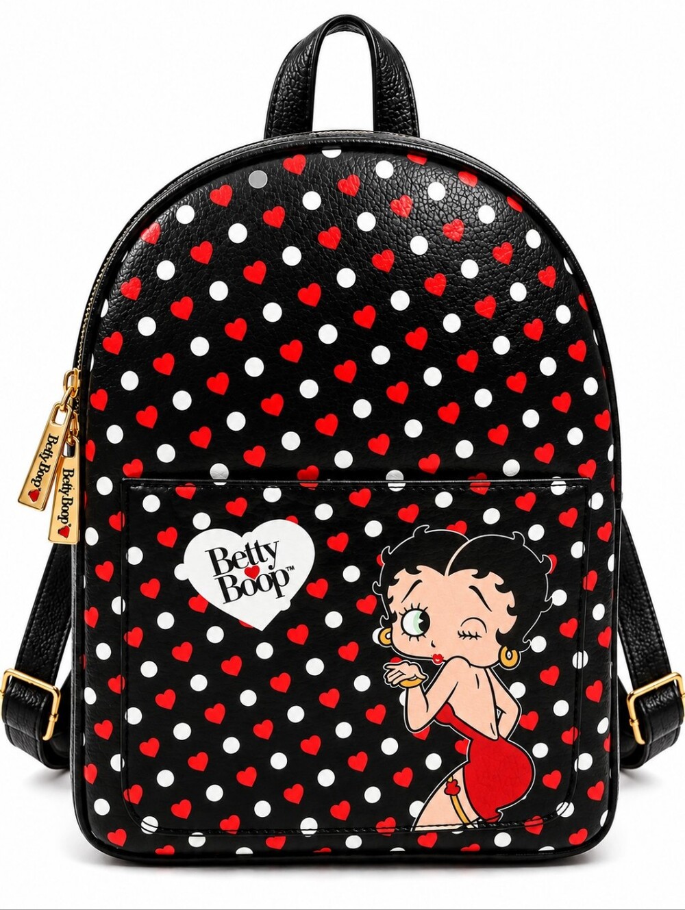 Betty Boop Fleischer Studios Black Red Heart Polka Dot Backpack